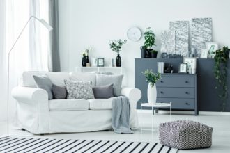 White sofa and grey accents